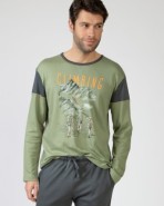 Men's long cotton knit pajamas