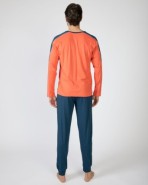 Men's long cotton knit pajamas