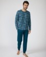 Men's long cotton knit pajamas