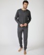Men's long cotton knit pajamas