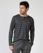Men's long cotton knit pajamas