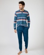 Men's long cotton knit pajamas