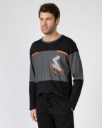 Men's long cotton knit pajamas