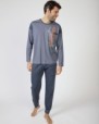 Men's long cotton knit pajamas