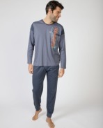 Men's long cotton knit pajamas
