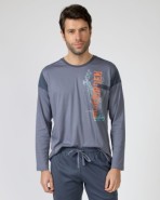 Men's long cotton knit pajamas