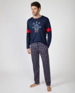 Men's long cotton knit pajamas