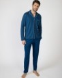 Men's long cotton knit pajamas