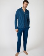 Men's long cotton knit pajamas