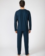 Men's long cotton knit pajamas