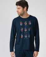 Men's long cotton knit pajamas