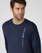 Men's long bamboo knit pajamas