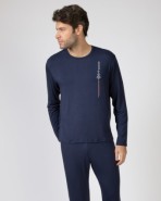 Men's long bamboo knit pajamas