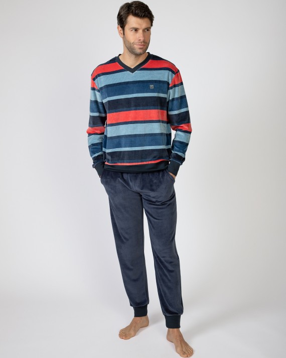 Pijama largo de hombre de terciopelo