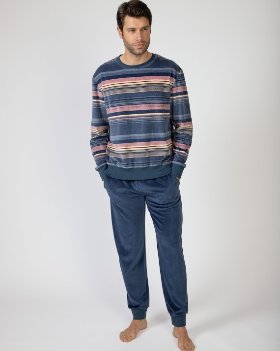 Pijama largo de hombre de terciopelo