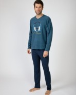Men's long knitted pajamas