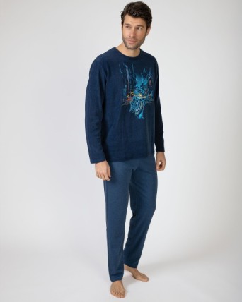 Men's long knitted pajamas