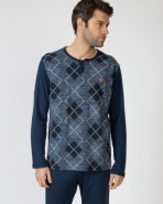 Pijama largo de hombre de punto jacquard