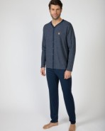 Men's long jacquard knit pajamas