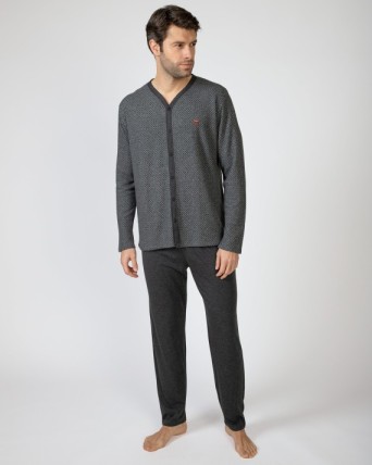 Men's long jacquard knit...