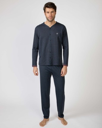 Men's long knitted pajamas