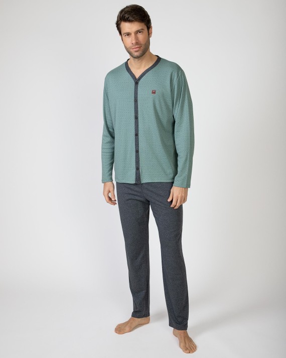 Men's long knitted pajamas