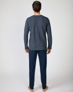 Men's long jacquard knit pajamas