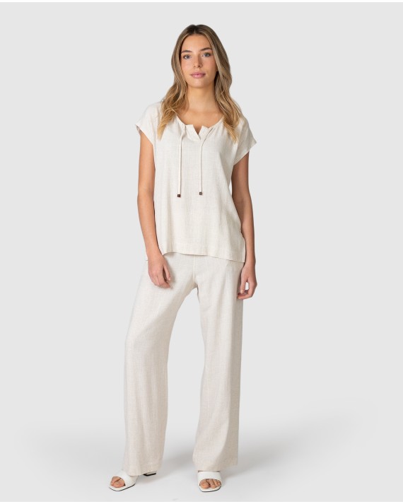Women's wide-leg linen trousers
