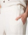 Pantalón largo de mujer corte ancho lino