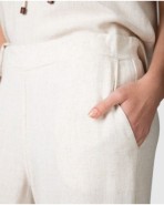 Pantalón largo de mujer corte ancho lino
