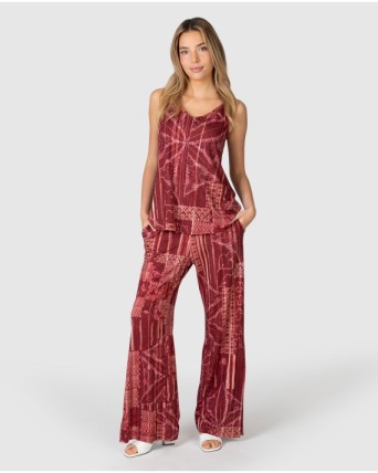 Women's wide-leg printed trousers