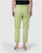 Women's straight ankle-length cotton trousers in green