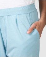 Pantalón tobillero recto de mujer de algodón azul
