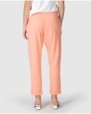 Women's straight ankle-length trousers in coral cotton