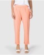 Women's straight ankle-length trousers in coral cotton