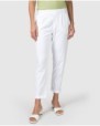 Women's straight ankle-length trousers in white cotton