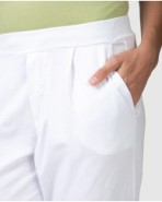 Pantalón tobillero recto de mujer de algodón blanco