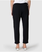 Women's straight ankle-length trousers in black cotton