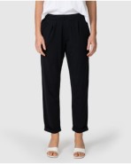 Pantalons turmellers recte de dona de cotó negre