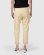 Pantalón tobillero recto de mujer de algodón beige