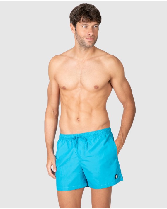 Men's plain swimsuit with elastic waistband and drawstring