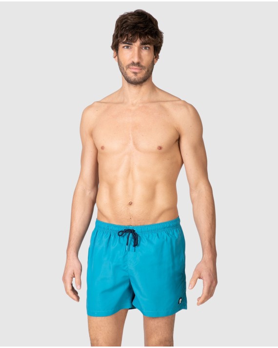 Bañador de hombre liso con cintura elástica y cordón