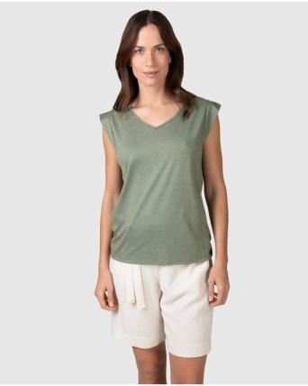 Camiseta de mujer sin mangas en color verde