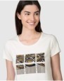 Women's short-sleeved beige t-shirt with print