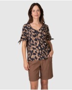 Women's short-sleeved T-shirt with bow print + C66