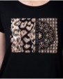 Women's black short-sleeved t-shirt with print