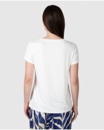Women's short-sleeved white t-shirt with print