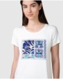 Women's short-sleeved white t-shirt with print