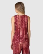 Women's printed tank top with twisted sleeves