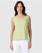 Camiseta básica de mujer sin mangas con escote en V